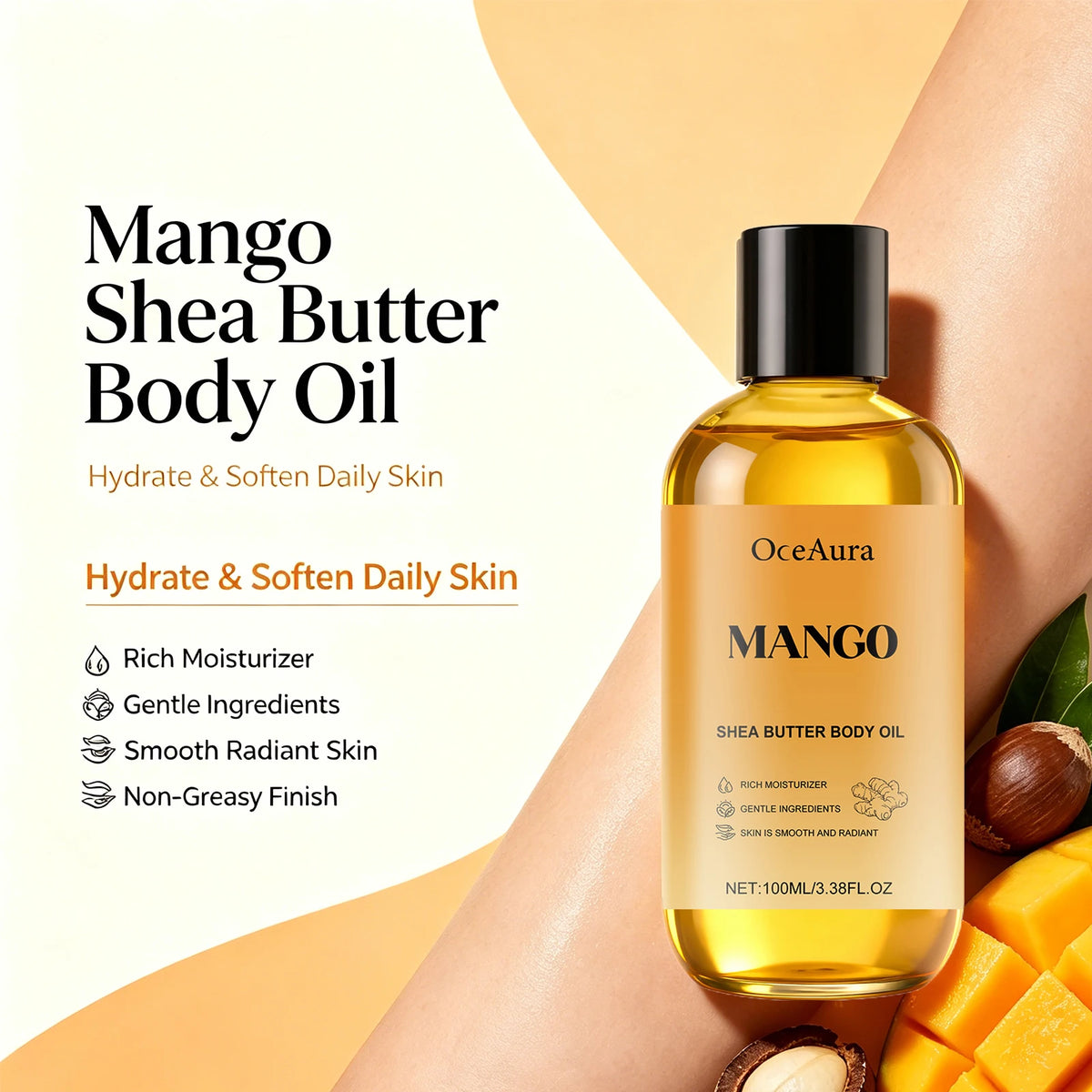 Mango Shea Butter Nourishing Body Oil for Dry Skin