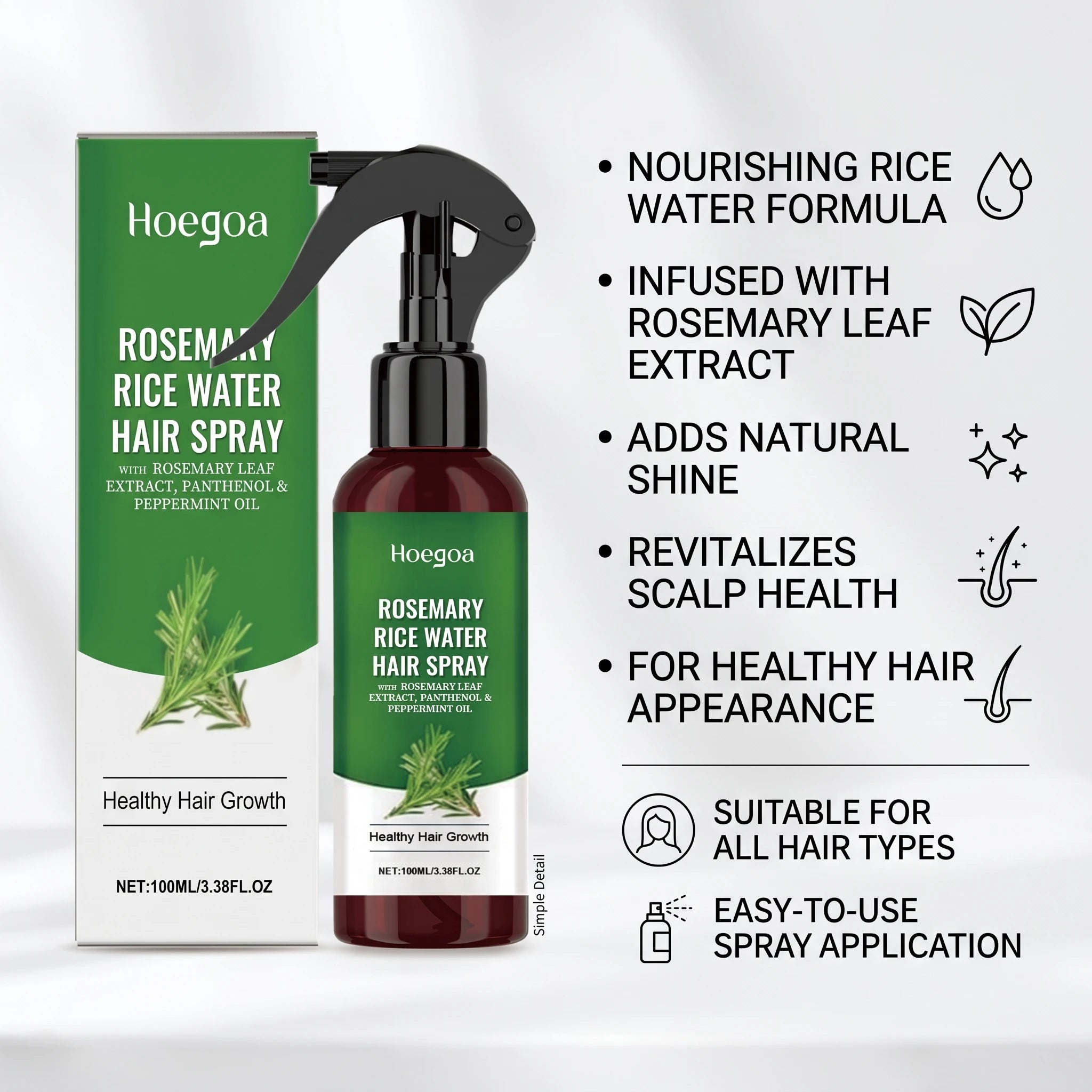 Rosemary Rice Water Hair Growth and Strengthening Spray - 3