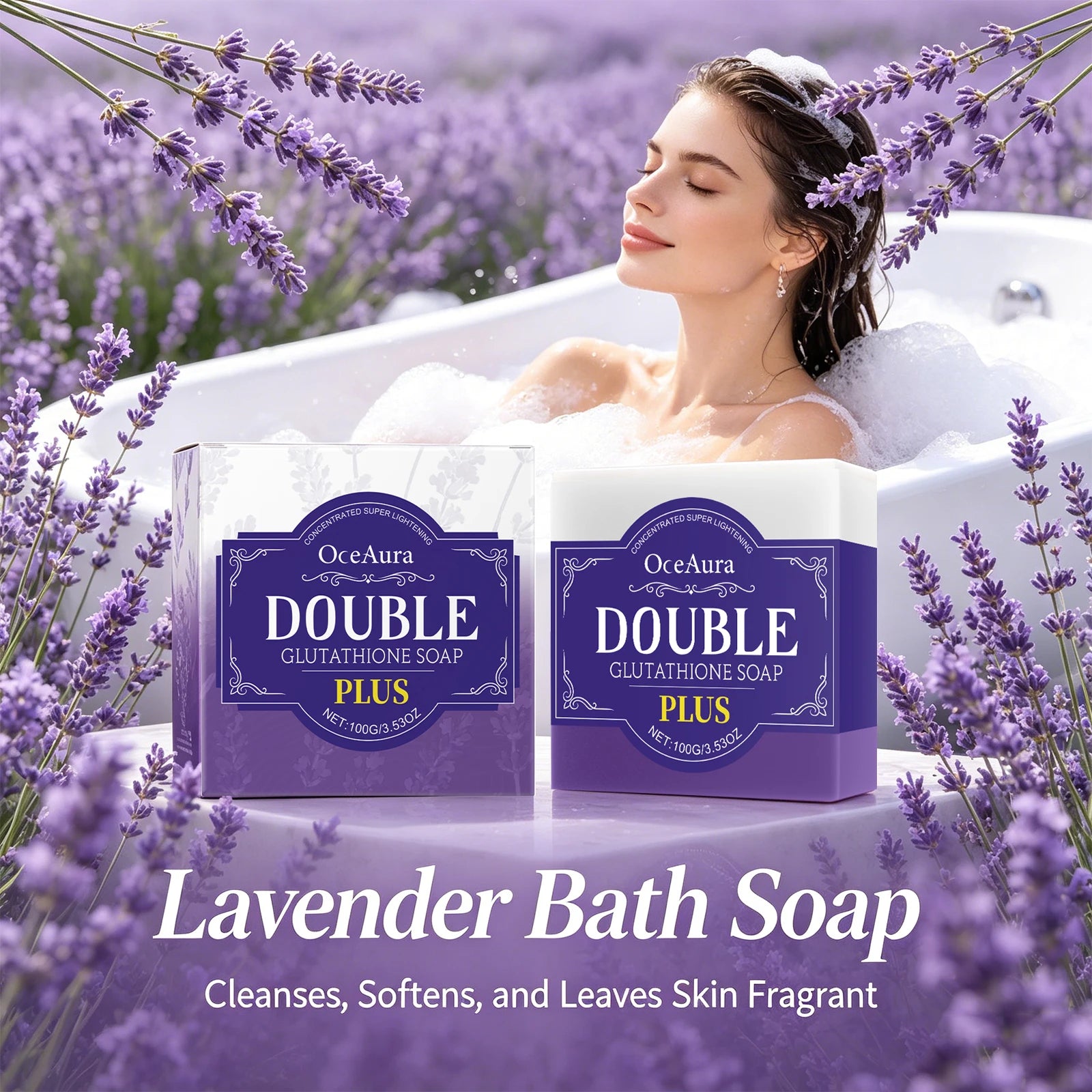 Lavender Cleansing Soap Bar for Oil Control and Skin Brightening - 2