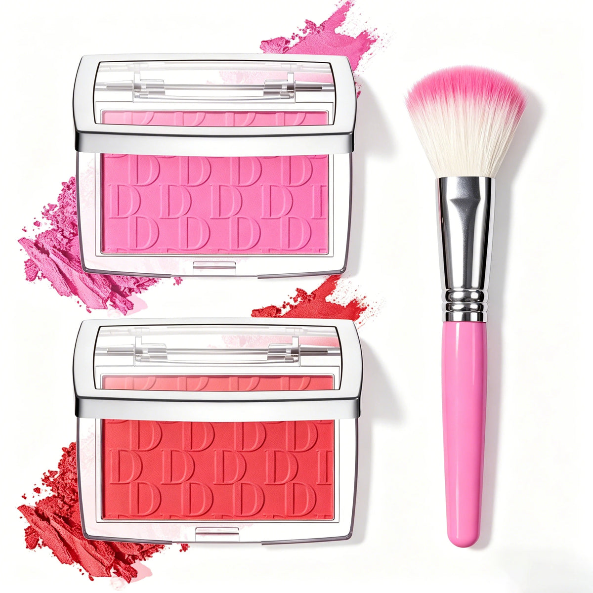 Matte Embossed Blush Palette with Professional Brush