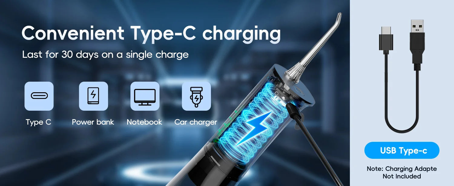 Portable Electric Water Flosser and Sonic Toothbrush Oral Care Kit - 8