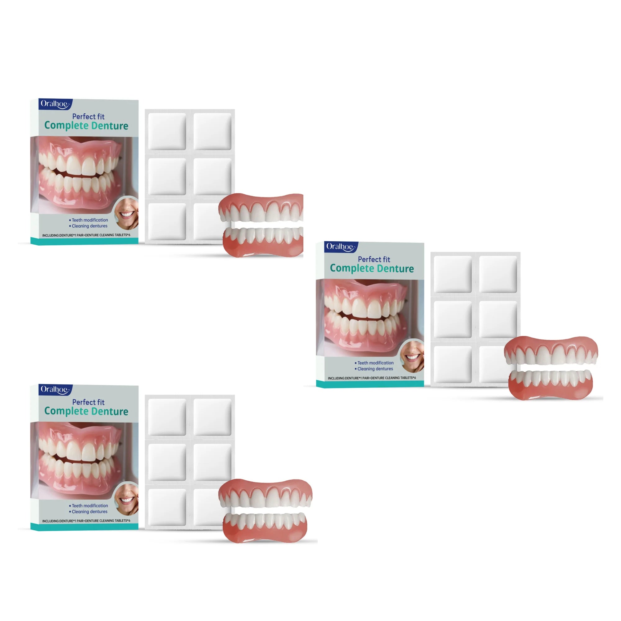 Cosmetic Denture and Cleaning Kit for Missing or Stained Teeth - 15