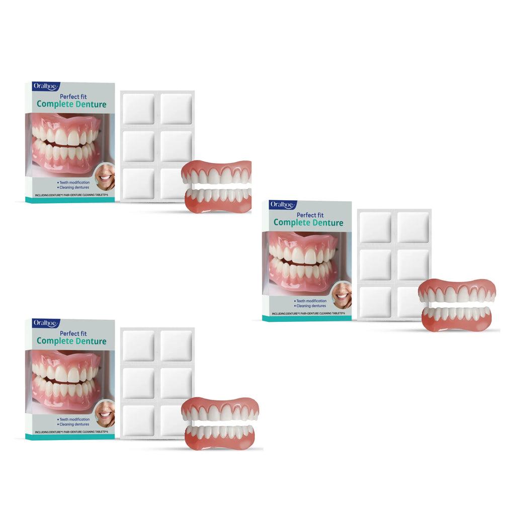 Cosmetic Denture and Cleaning Kit for Missing or Stained Teeth