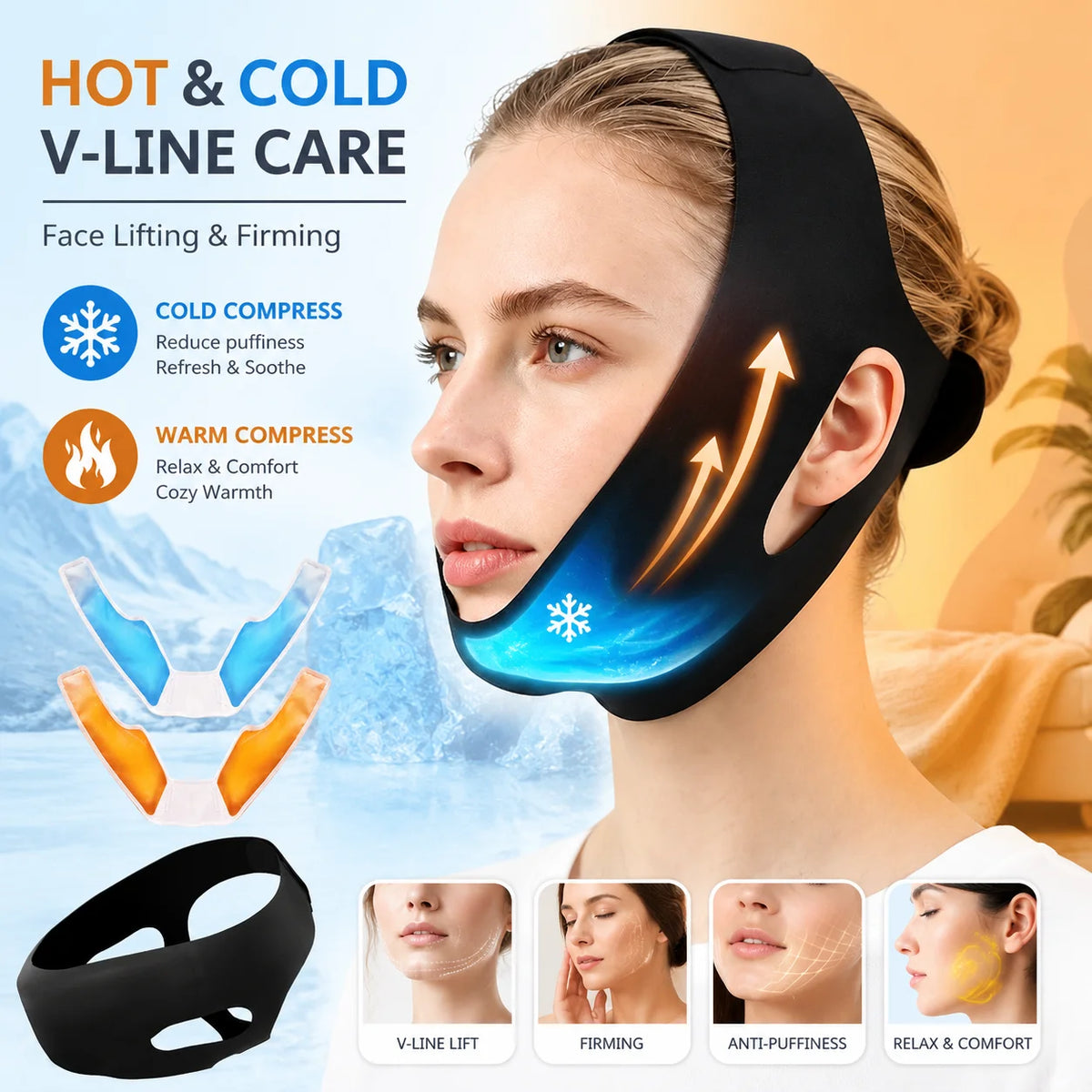 Adjustable Hot and Cold V-Line Face Lifting and Recovery Bandage