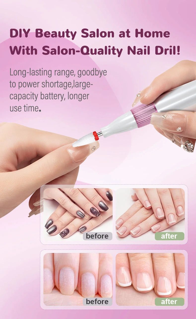 Rechargeable Electric Nail Drill Set with 12 Bits