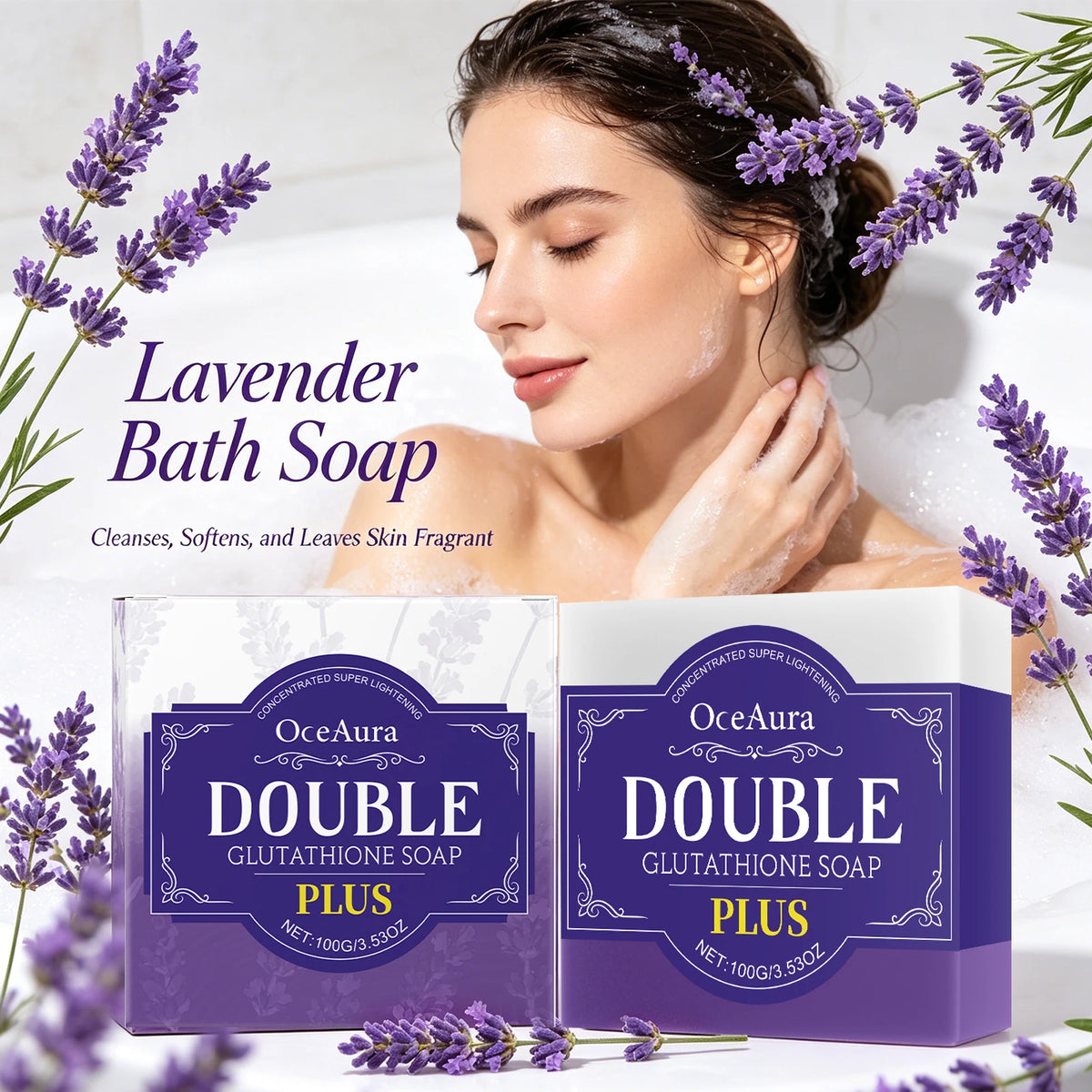 Lavender Cleansing Soap Bar for Oil Control and Skin Brightening