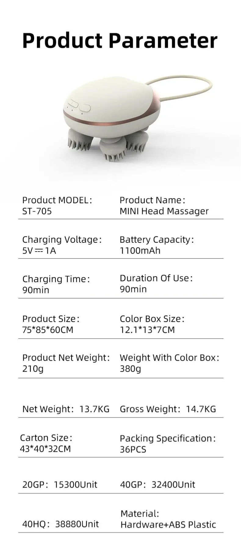 Electric Cordless Scalp and Body Massager - 14