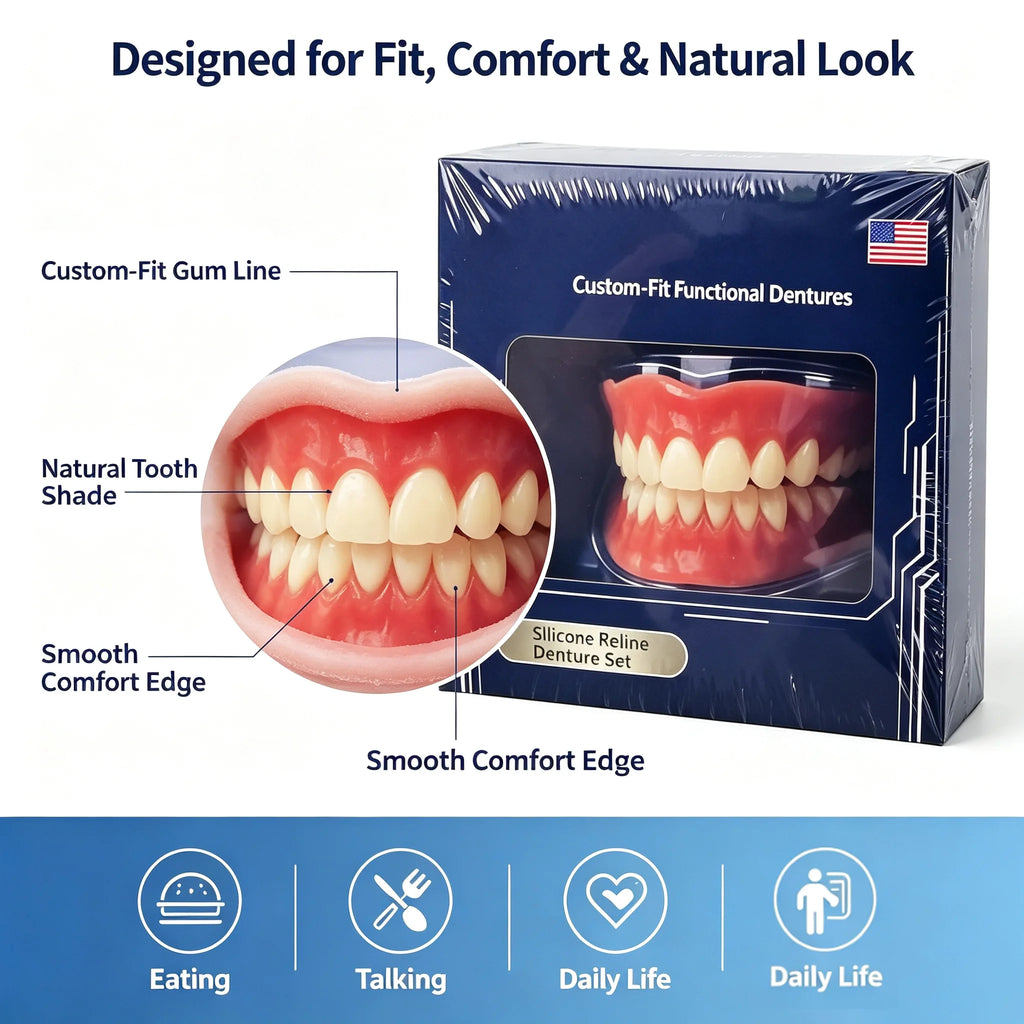 Custom-Fit Silicone Denture Set for Natural Smile and Comfort