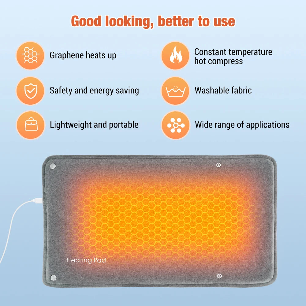USB Graphene Heated Hand Warmer and Body Heating Pad