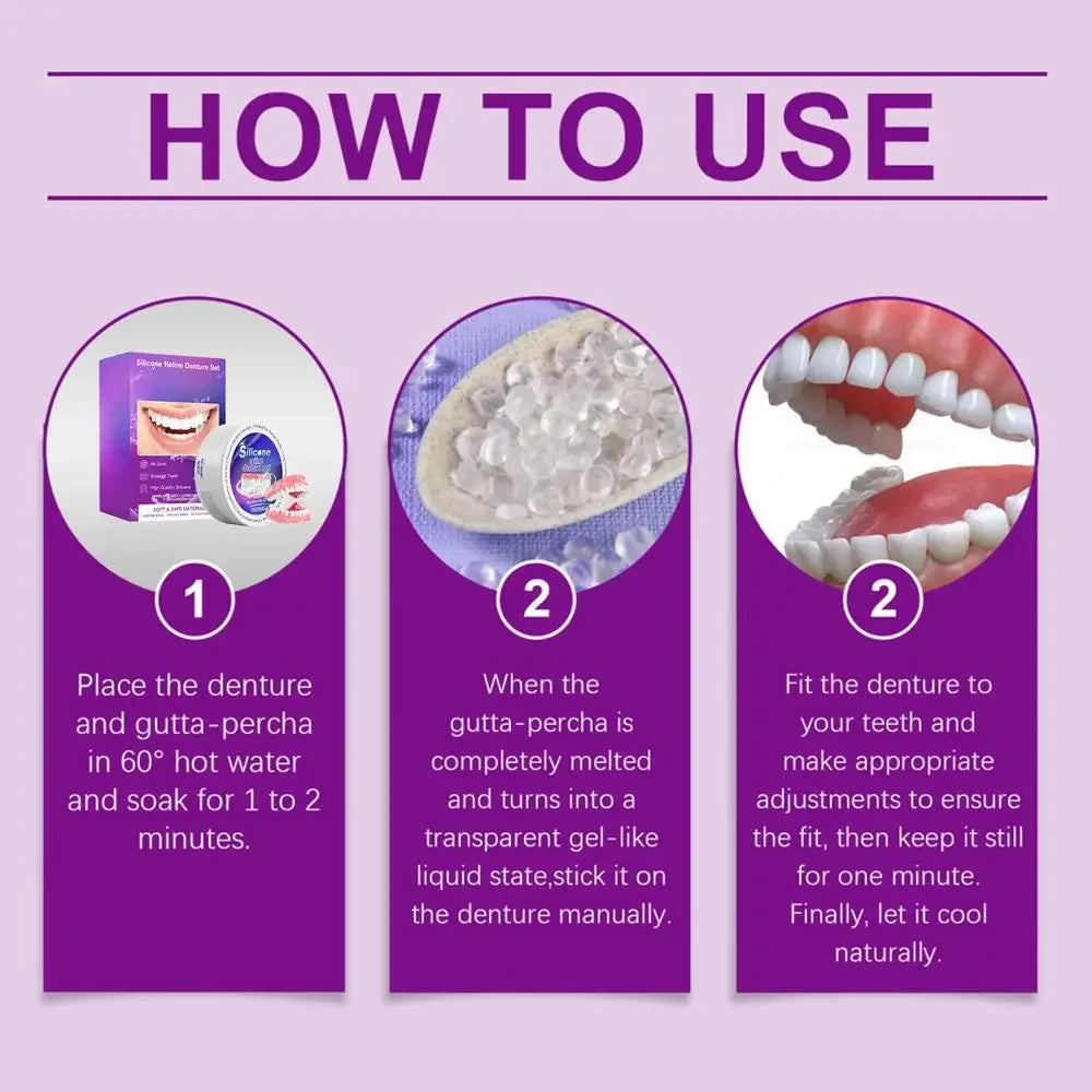 Temporary Silicone Denture Reliner and Teeth Whitening Set - 7