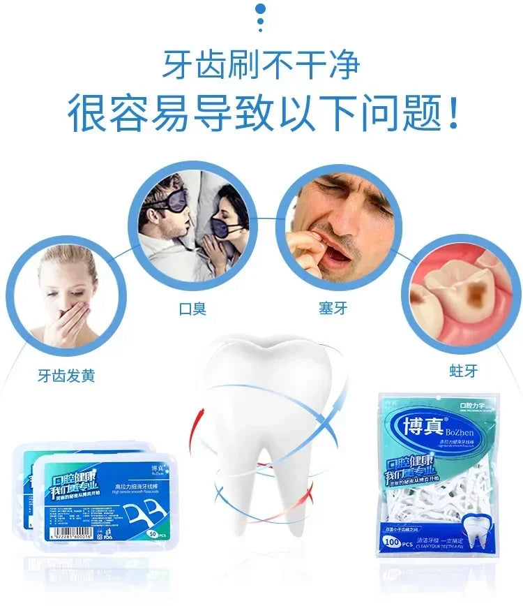 Portable Disposable Dental Floss Picks with Travel Case