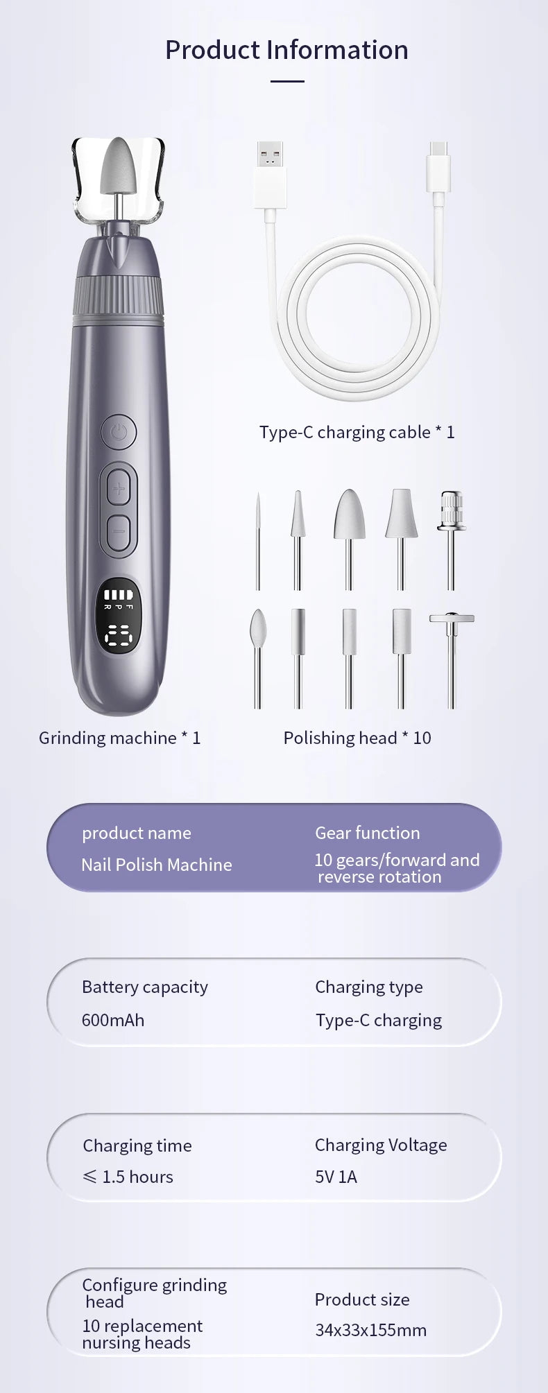 Professional Electric Manicure and Pedicure Nail Drill Set