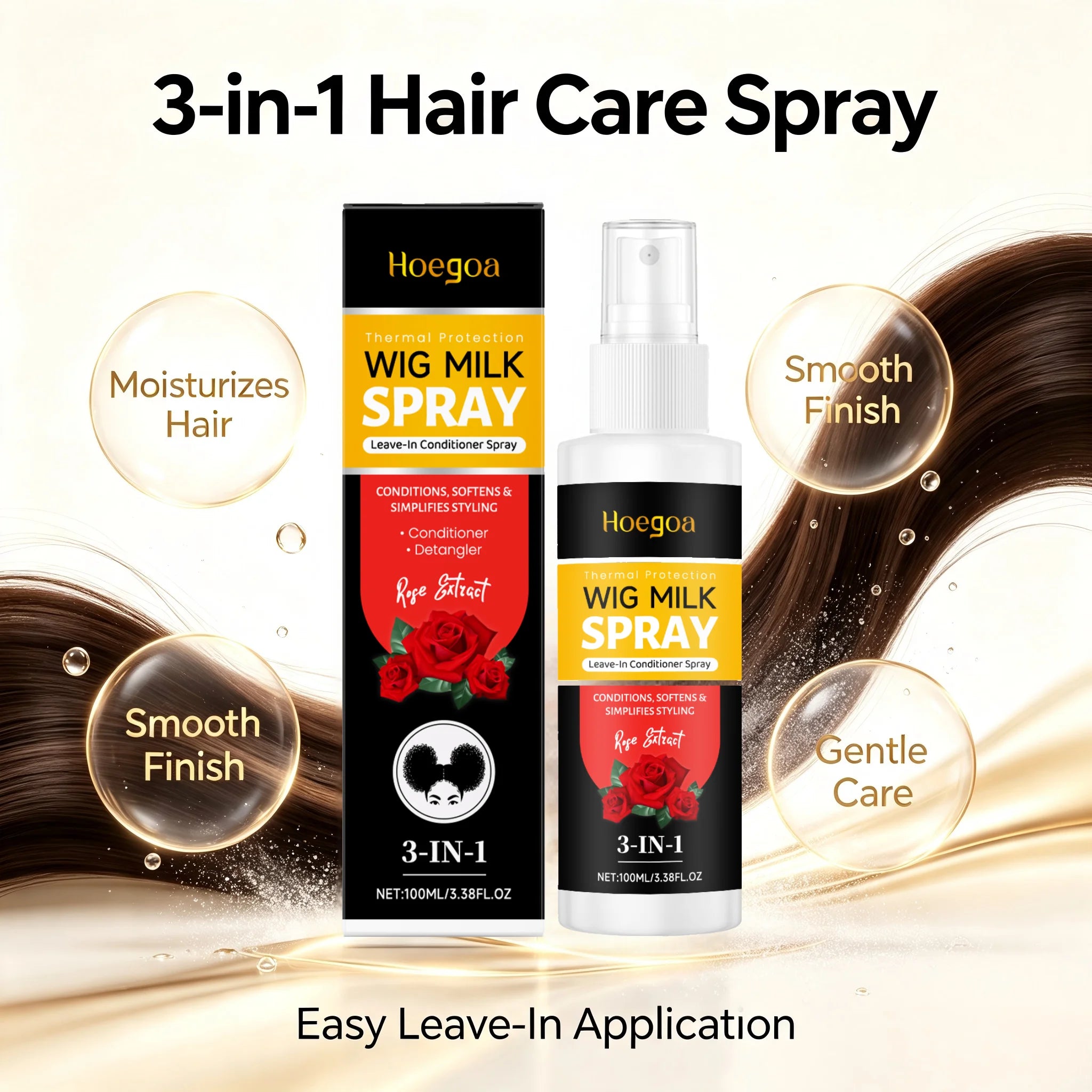 3-in-1 Rose Wig Conditioning and Detangling Spray - 2