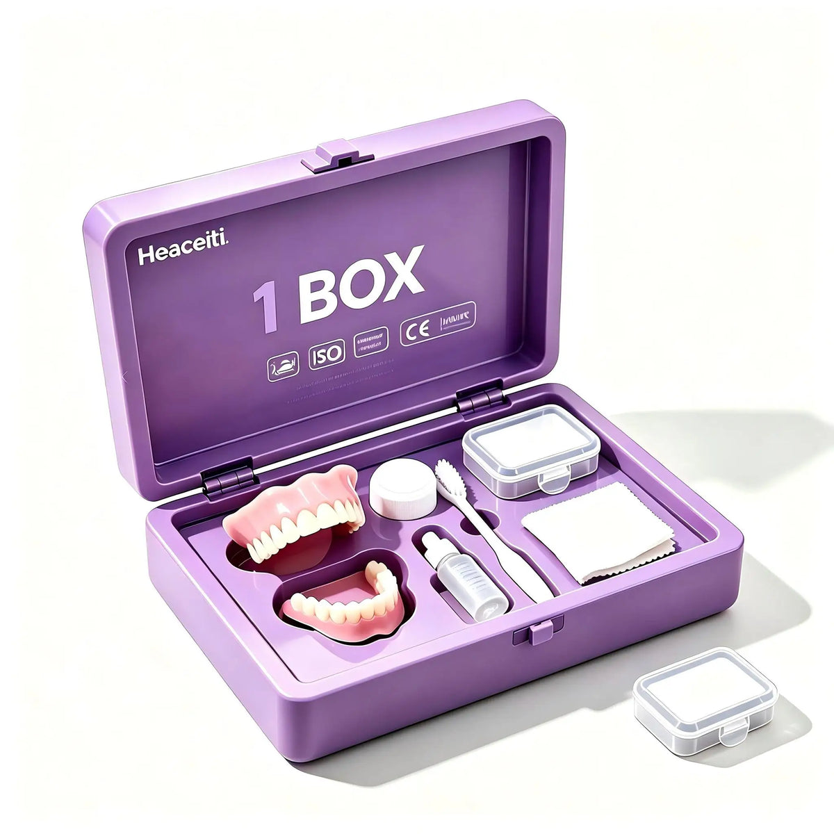 Realistic Cosmetic Denture Set with Travel Care Kit