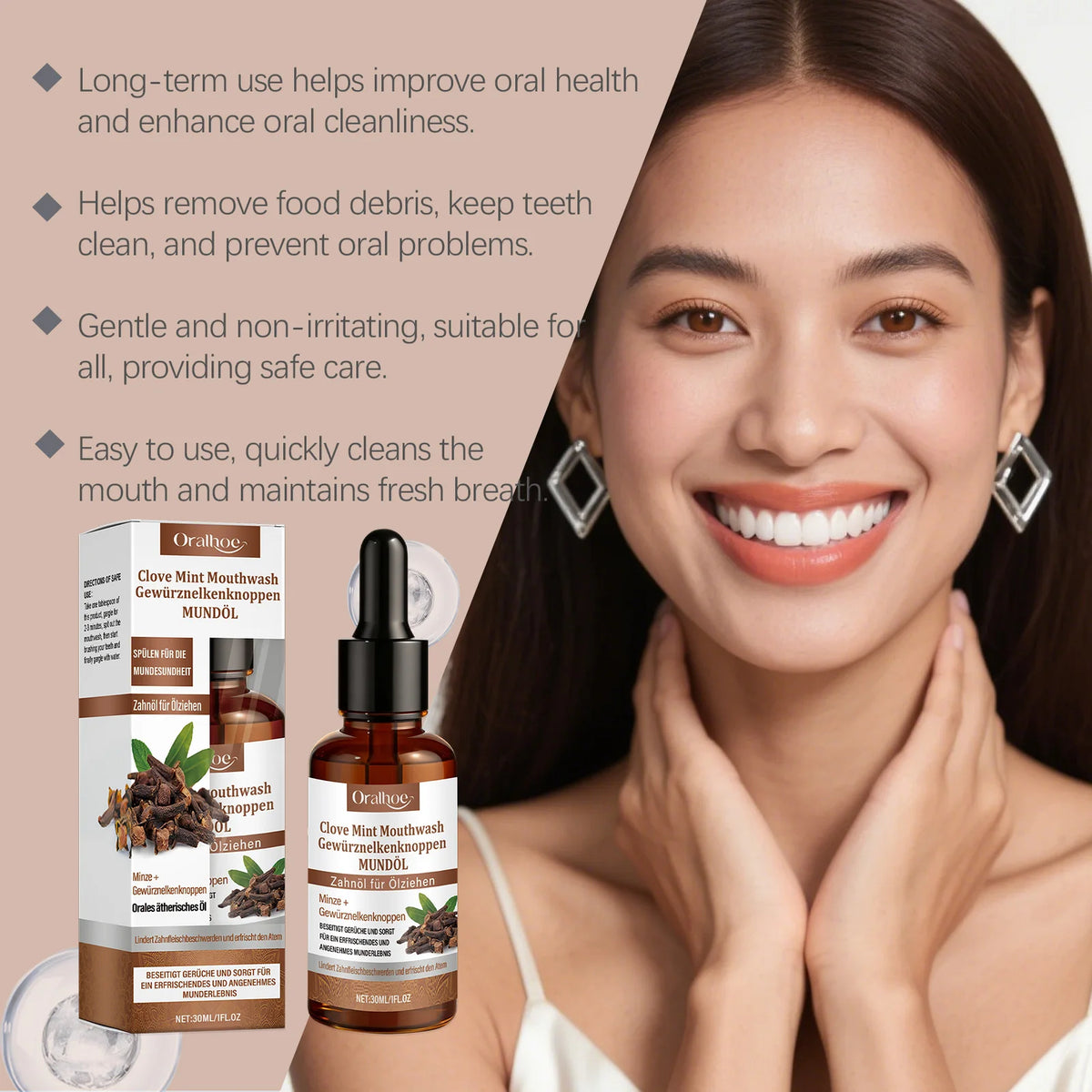 Clove Mint Mouthwash for Teeth Whitening and Bad Breath