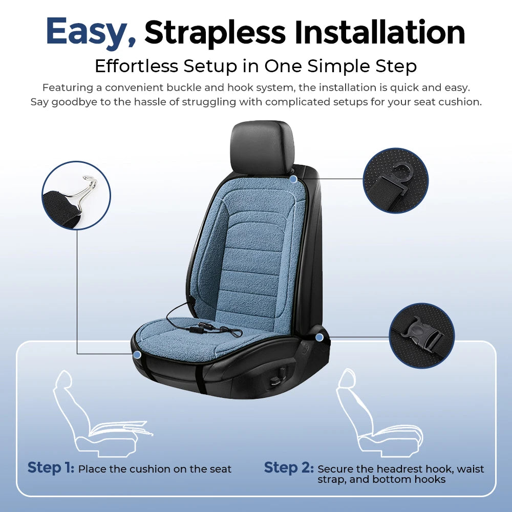Heated Lambswool Car Seat Cushion for Winter Commuting - 10