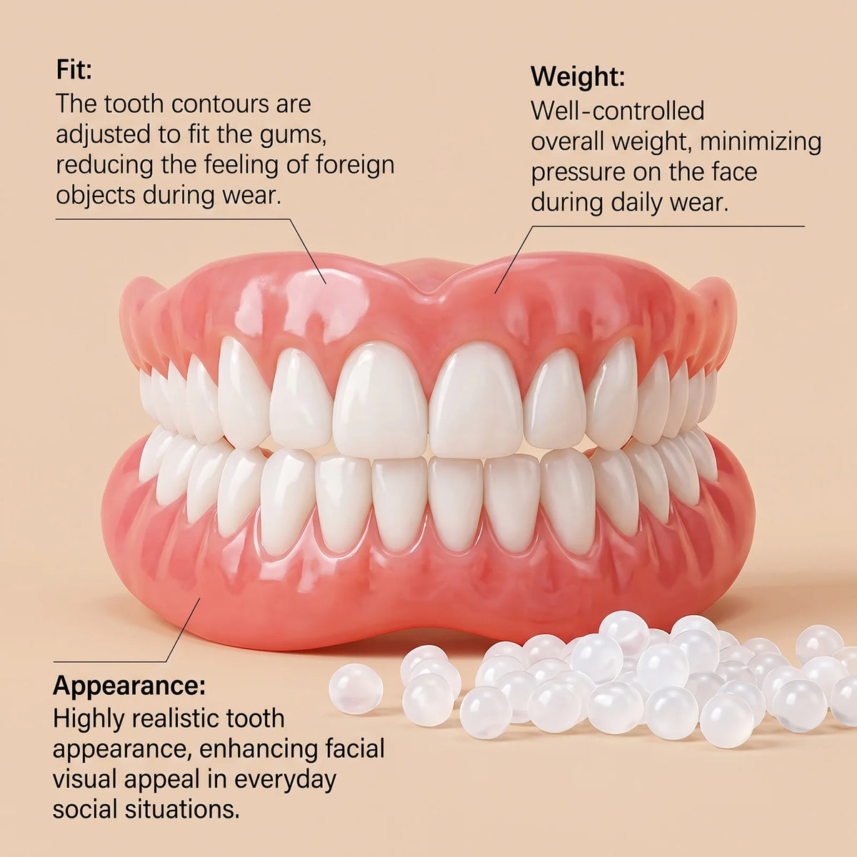 Comfort Fit Silicone Cosmetic Teeth Veneers for Realistic Smile