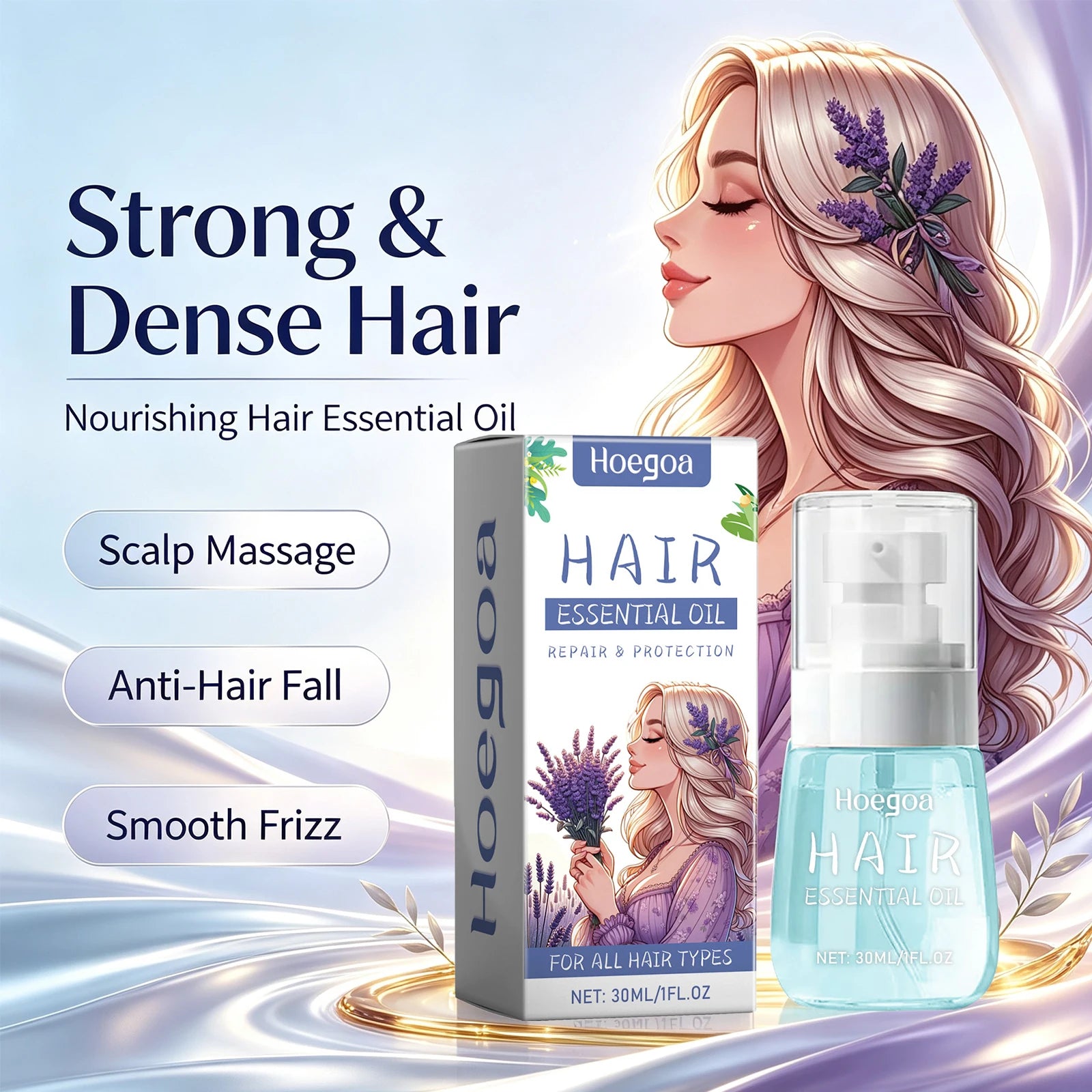 Lavender Anti-Frizz Hair Repair Oil for Dry Damaged Hair - 1