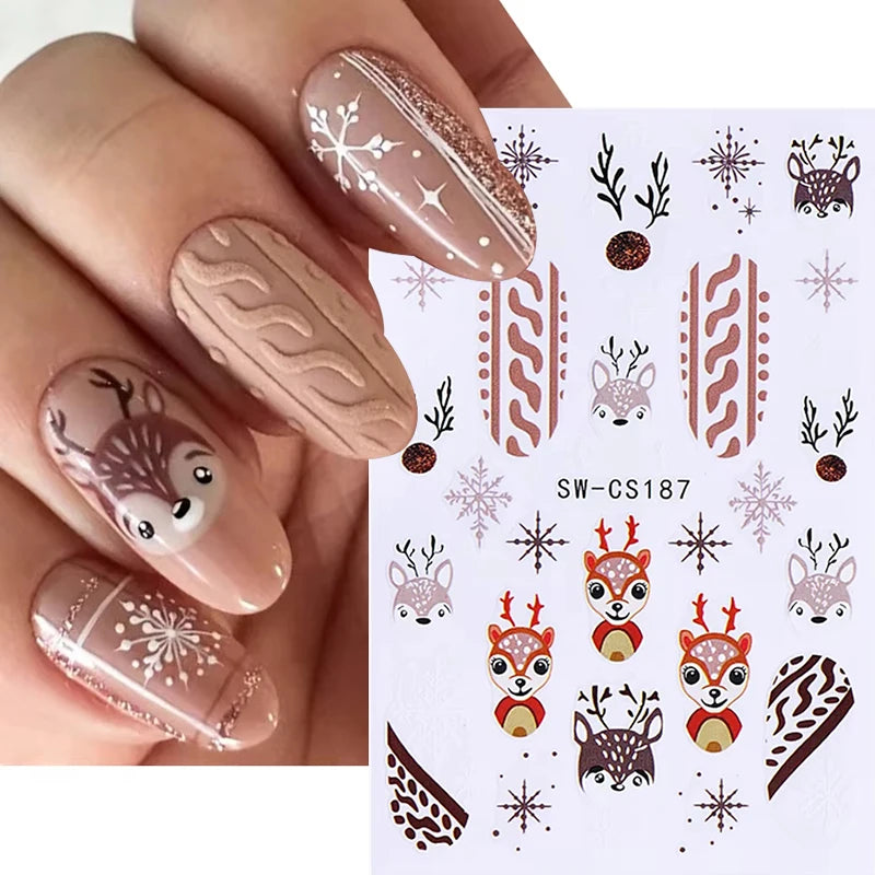 3D Christmas Cartoon Nail Art Sticker Decals