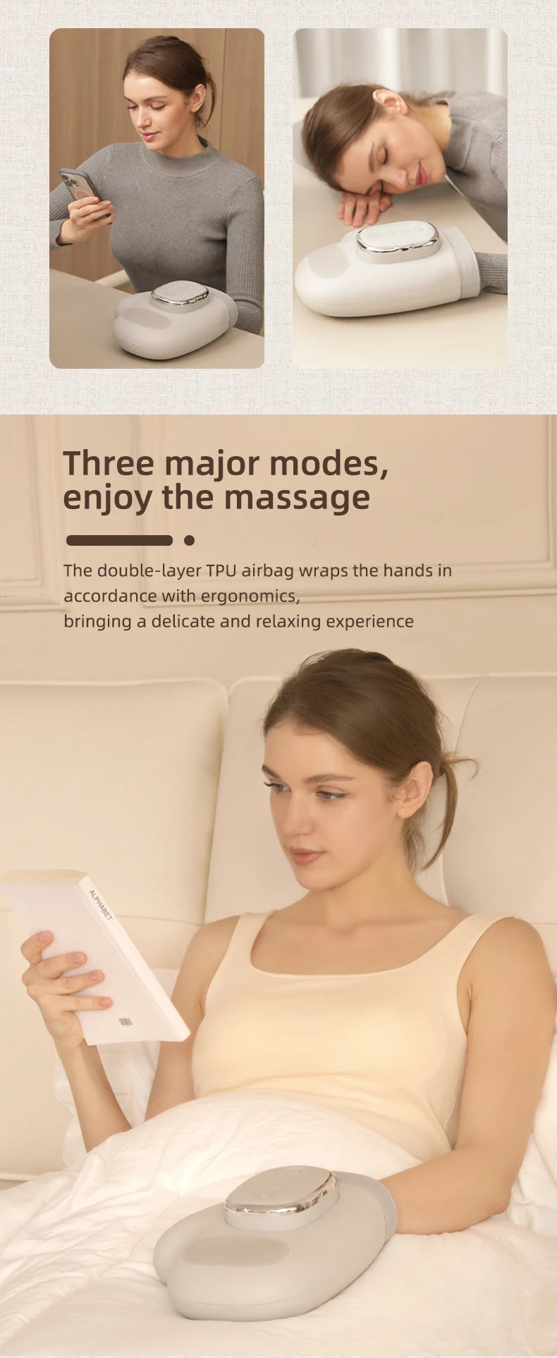 Electric Hand and Wrist Massager with Airbag Compression and Heat