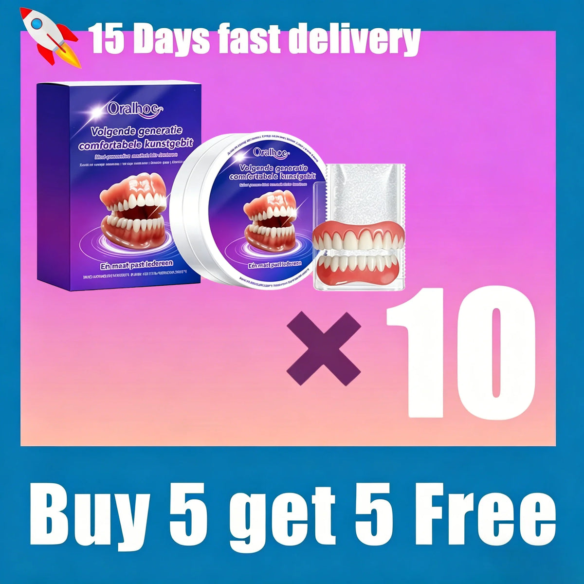 Instant Snap-On Silicone Denture Kit for Natural Looking Smile