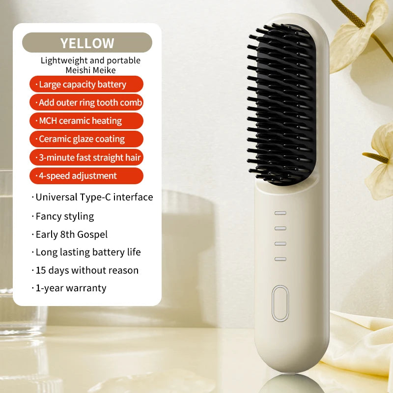 Fast-Heating Ionic Hair Straightening Brush for Frizz-Free Styling