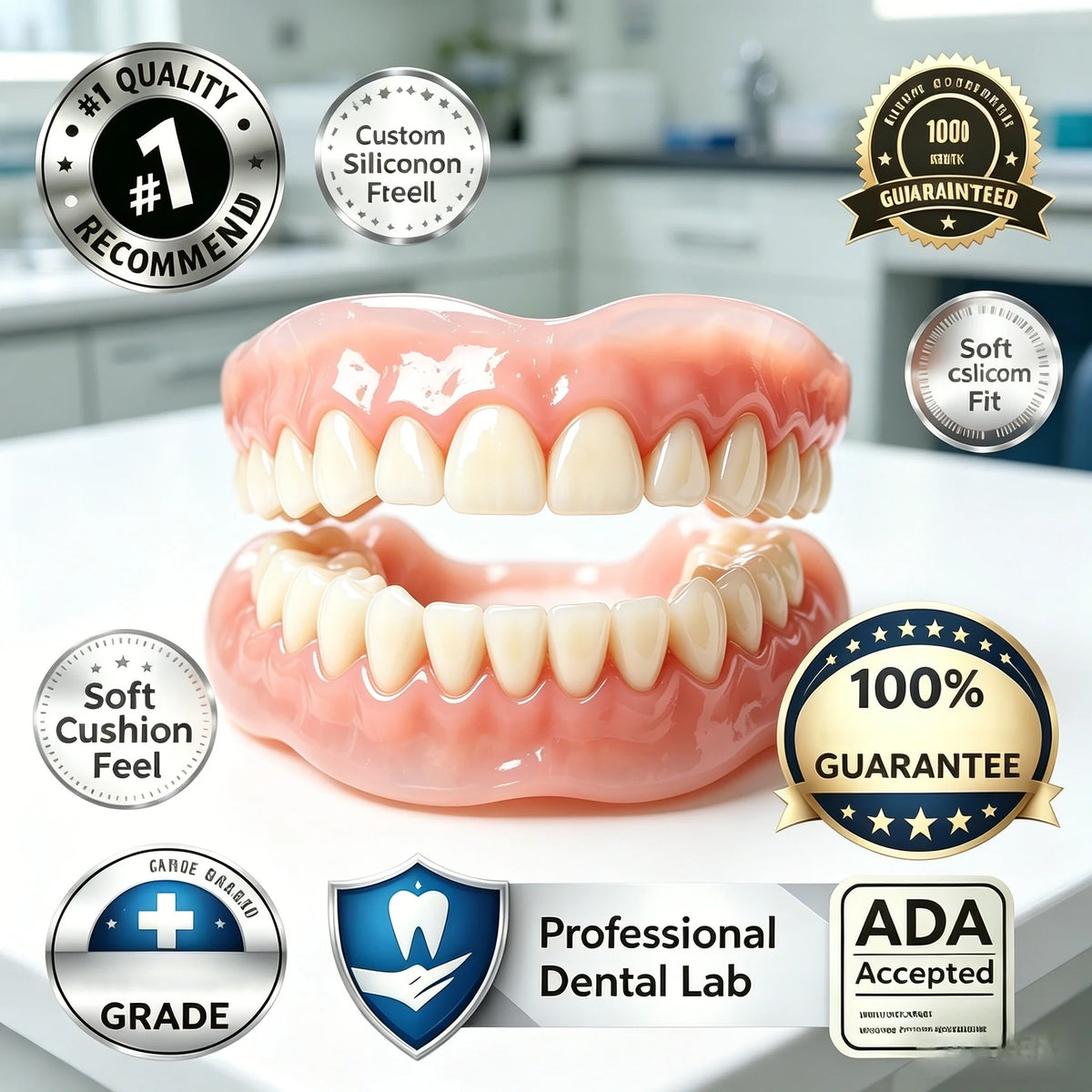 Comfortable Silicone Simulation Dentures for Cosmetic Smile Enhancement