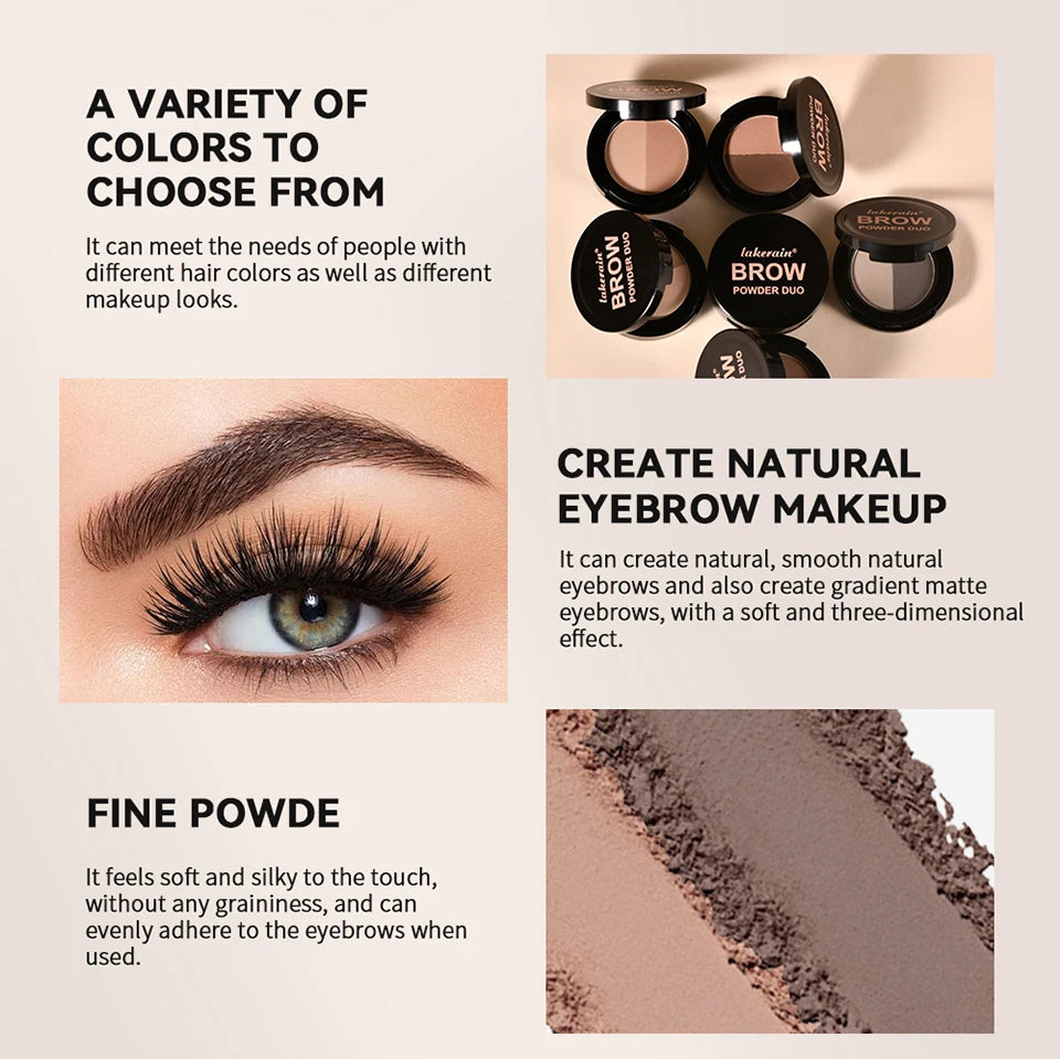Dual-Tone Eyebrow Powder Palette with Grooming Brush