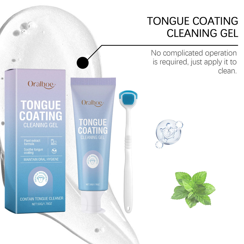 Tongue Cleaning Gel and Scraper Brush Kit for Fresh Breath