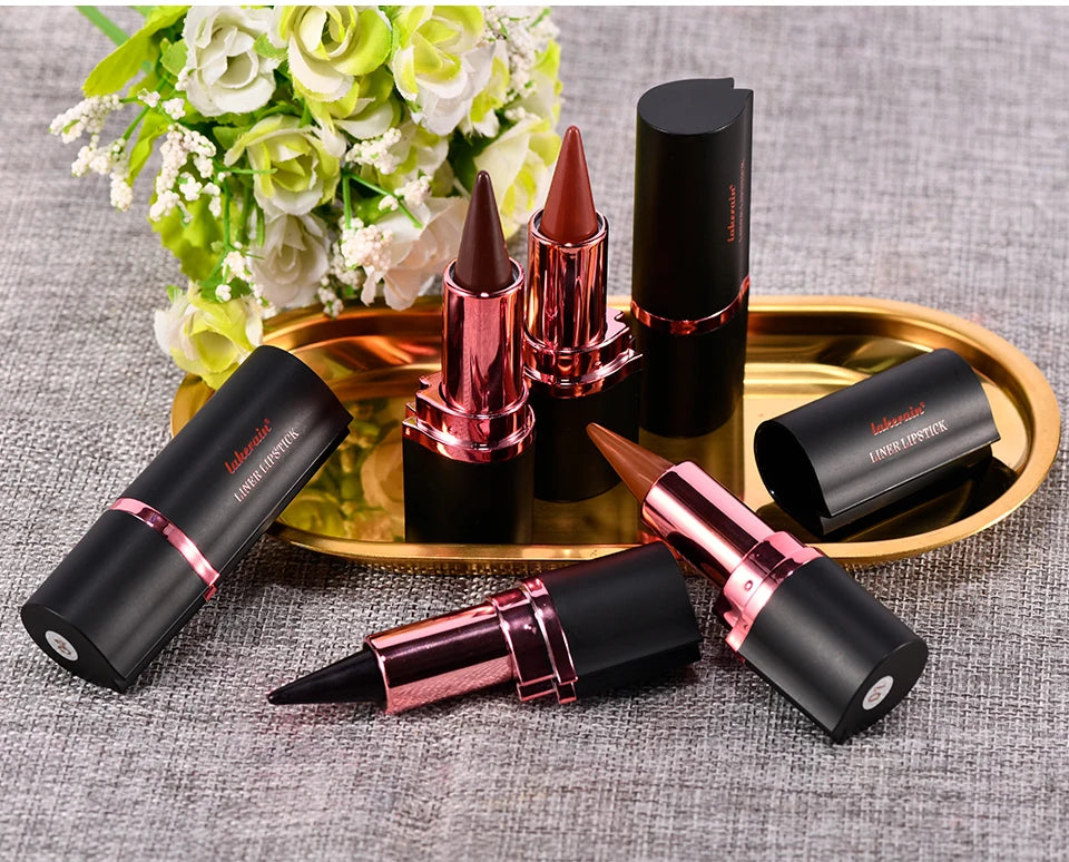 2-in-1 Waterproof Matte Lipstick and Lip Liner Crayon