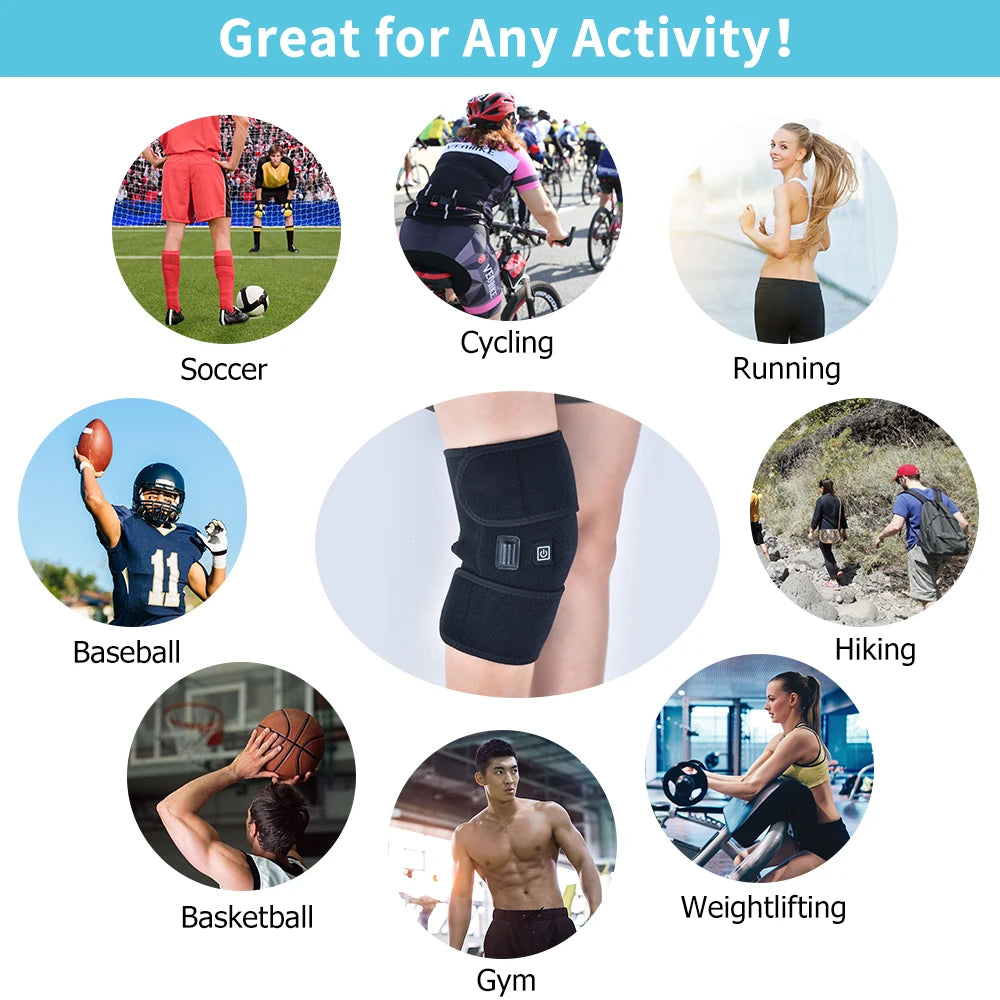 Electric Heated Knee Support Brace with 3 Adjustable Heat Settings