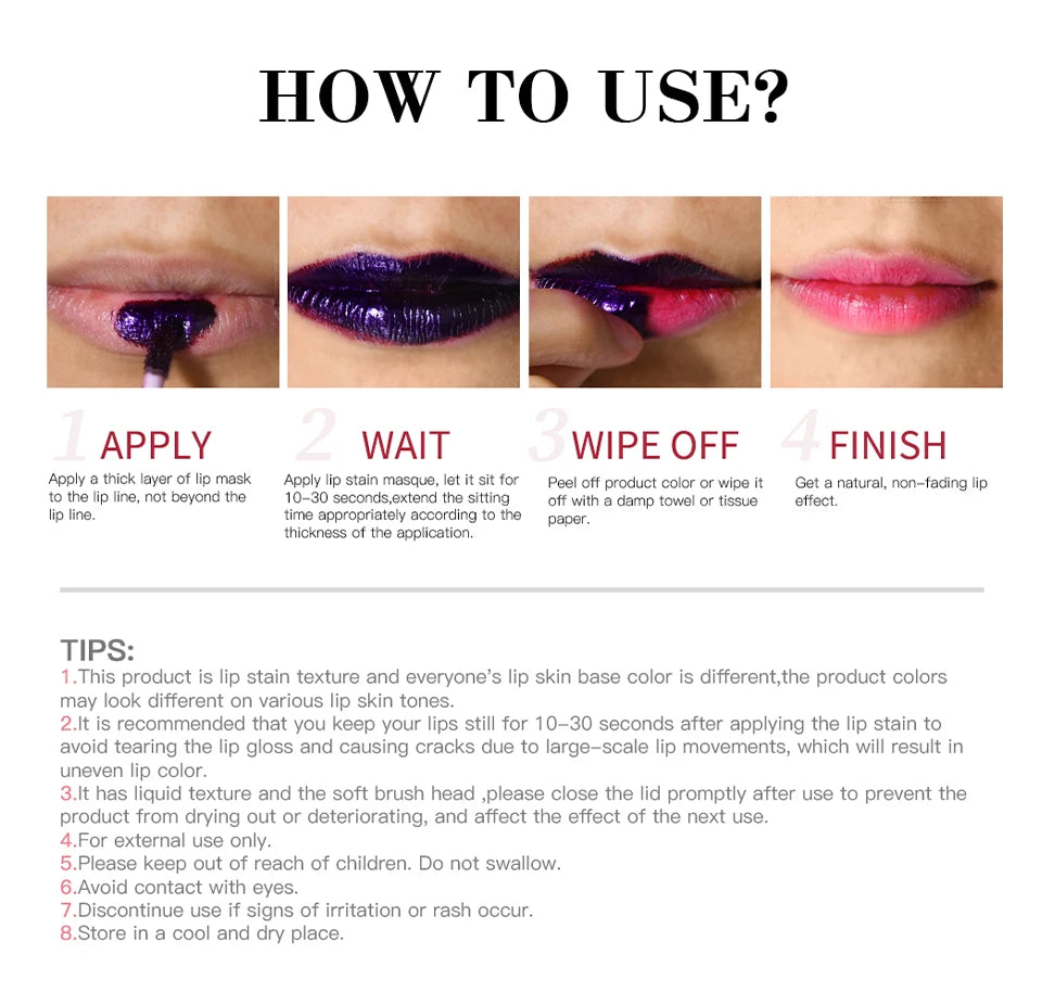 Waterproof Peel-Off Lip Stain Tint