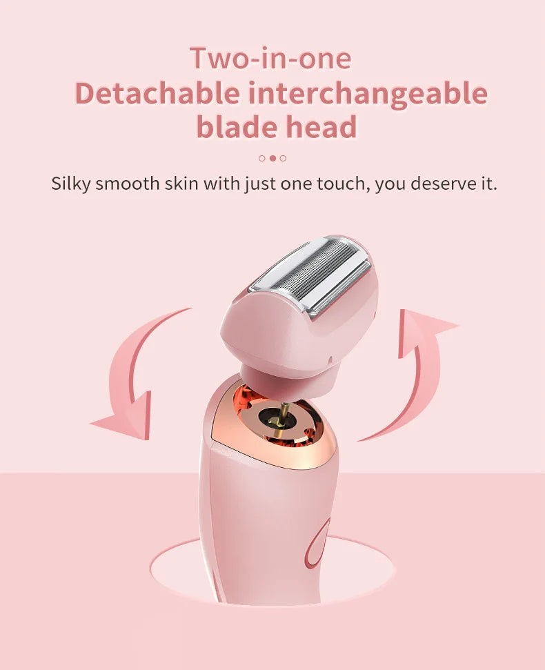 2-in-1 Electric Hair Shaver for Women - Painless Body & Face Trimmer