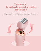 2-in-1 Electric Hair Shaver for Women - Painless Body & Face Trimmer