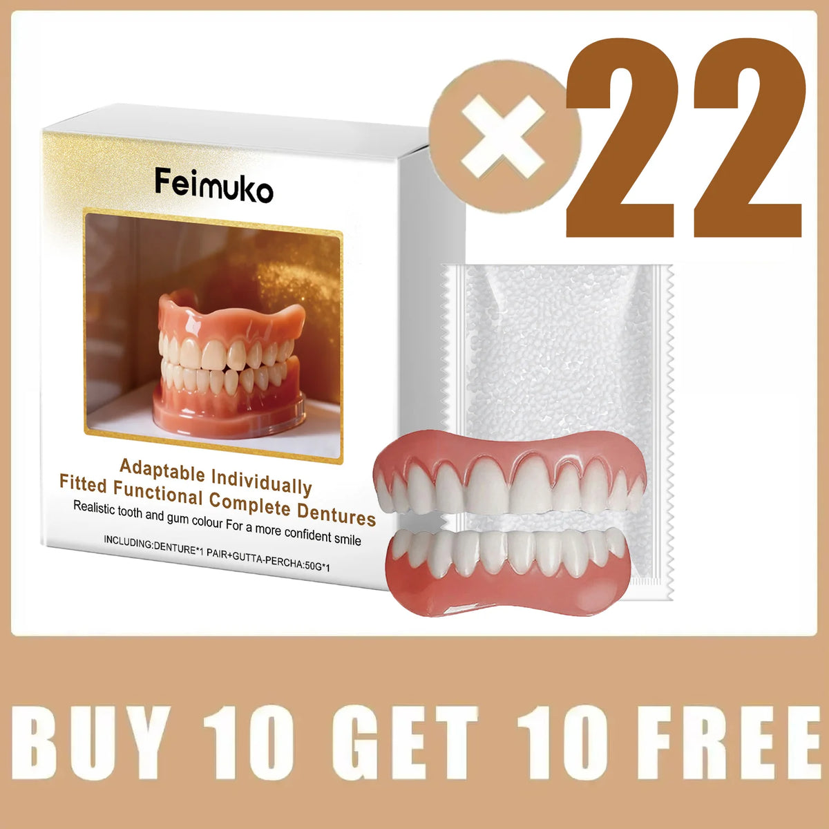 Soft Silicone Denture Adhesive and Comfort Kit for Upper and Lower Teeth