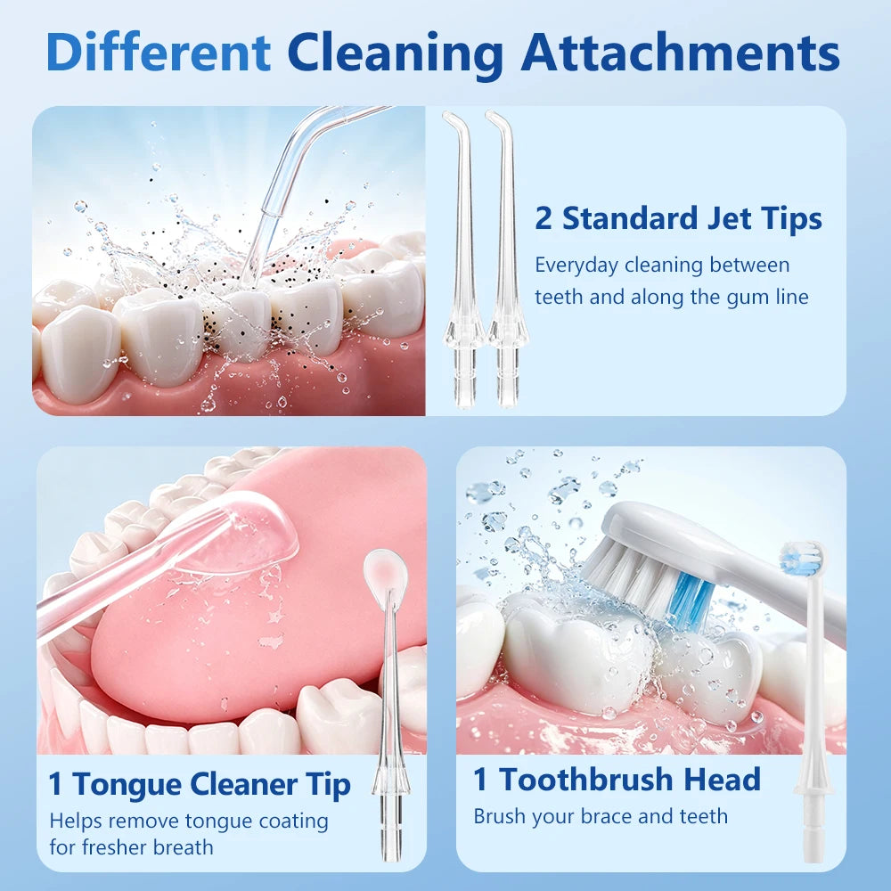 Cordless Water Dental Flosser with 4 Cleaning Modes and 300ml Tank