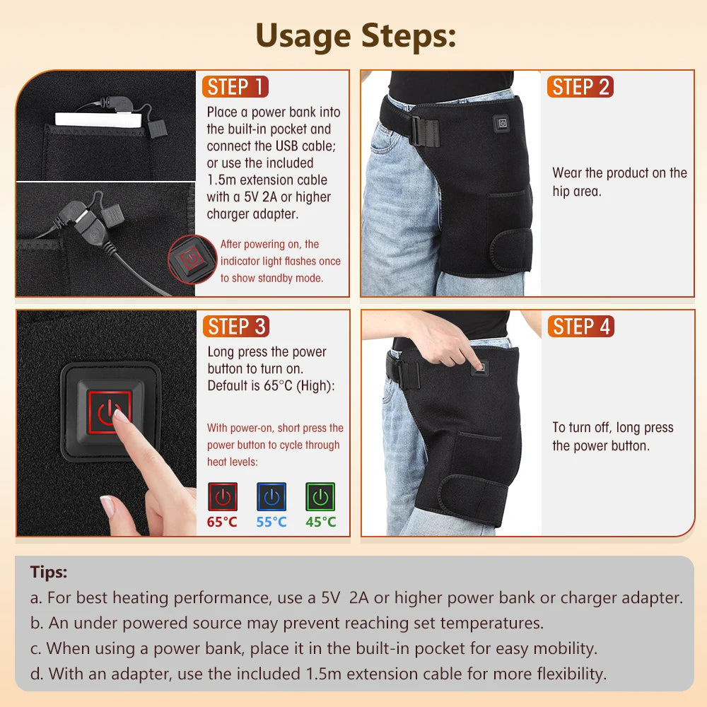 Red Light Therapy Heating Hip & Thigh Support Brace - 14