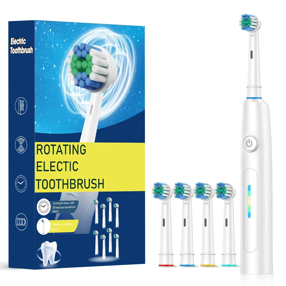 3D Rotating Electric Toothbrush for Adults with 5 Cleaning Modes