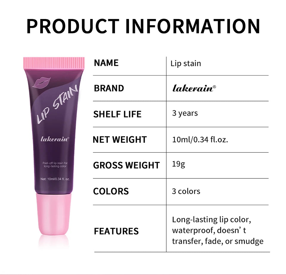 Waterproof Peel-Off Matte Lip Stain Tint