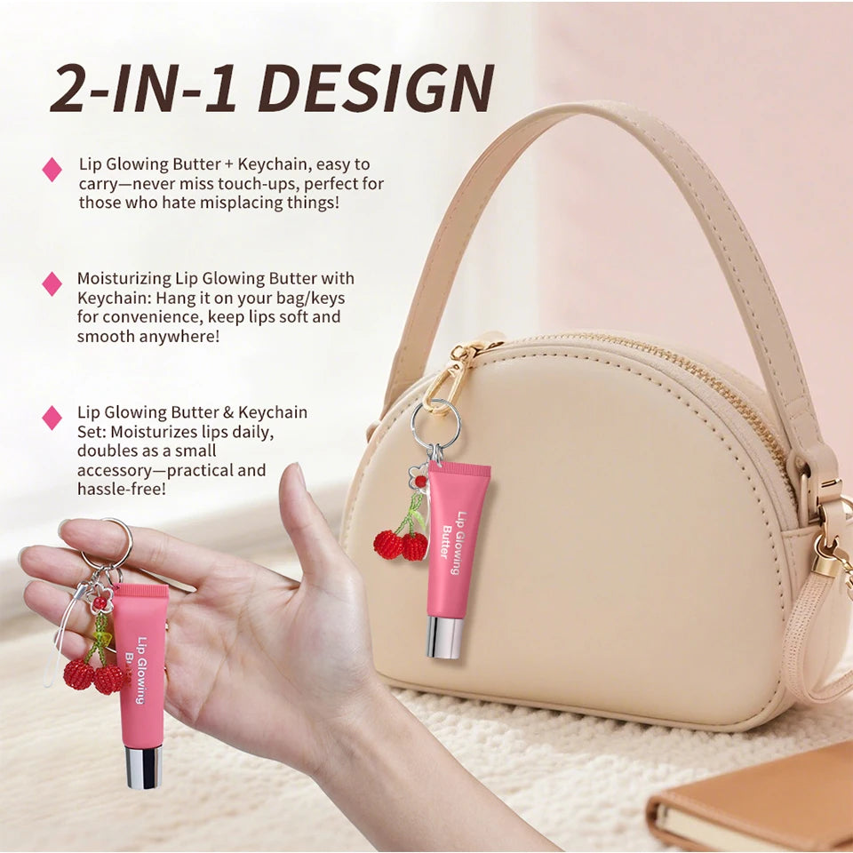 Moisturizing Lip Glowing Butter Gloss with Keychain