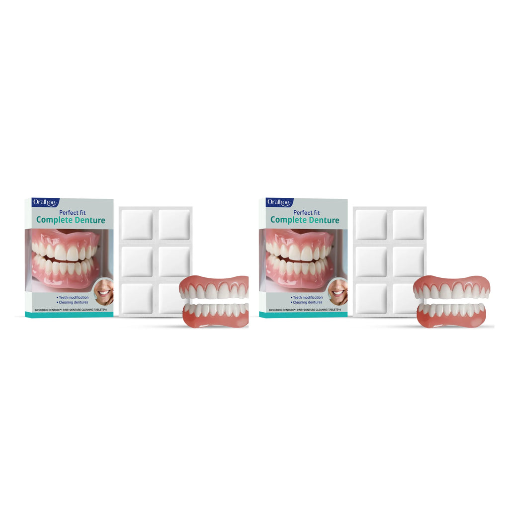 Cosmetic Denture and Cleaning Kit for Missing or Stained Teeth