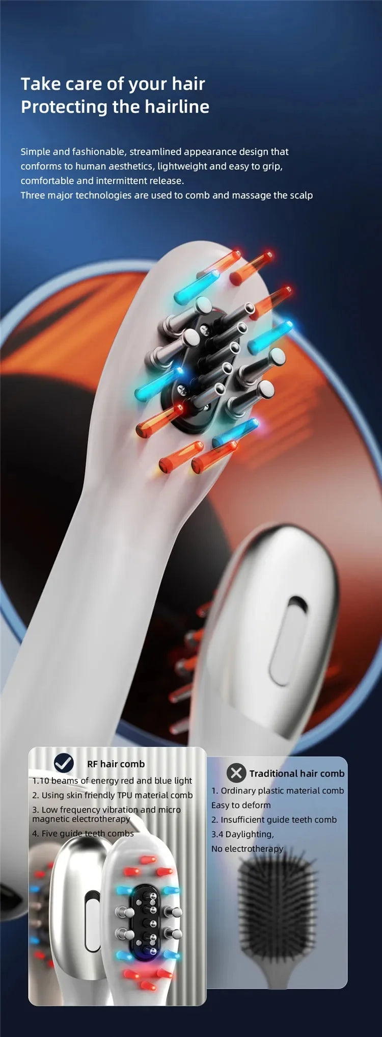 Electric EMS Scalp Massager and Hair Oil Applicator Comb