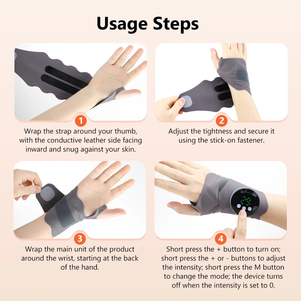 Microcurrent Wrist Massager Band with 10 Modes and 29 Levels