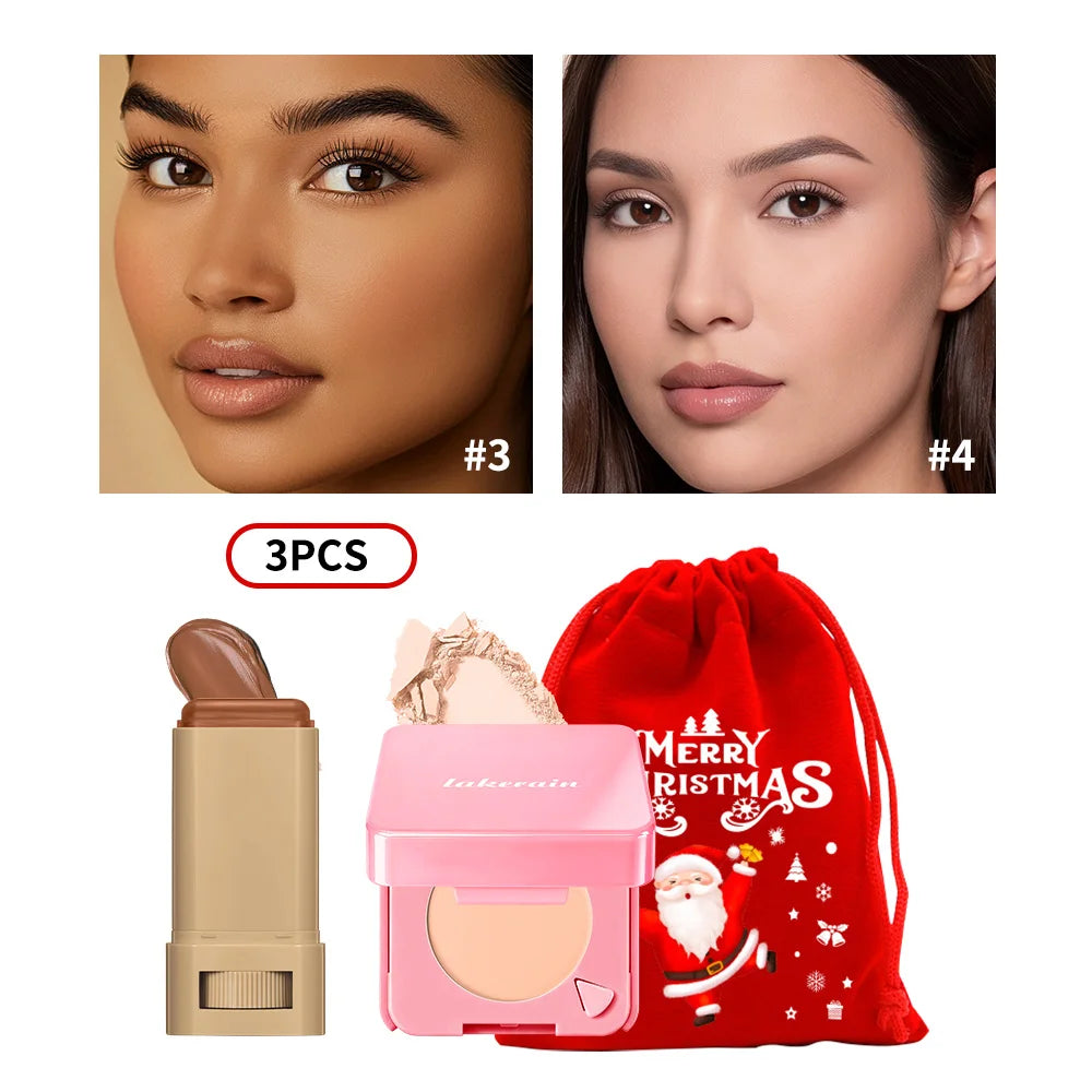 Matte Foundation Stick and Pressed Powder Beauty Set