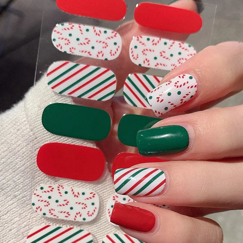Christmas Snowflake Gel Nail Art Wraps
