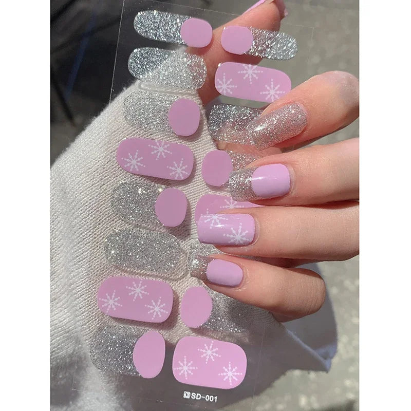 Christmas Snowflake Gel Nail Art Wraps