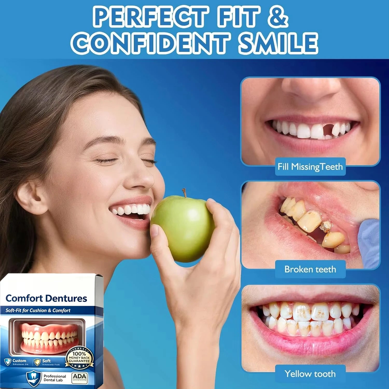 Instant Silicone Cosmetic Dentures for Upper and Lower Teeth - 3