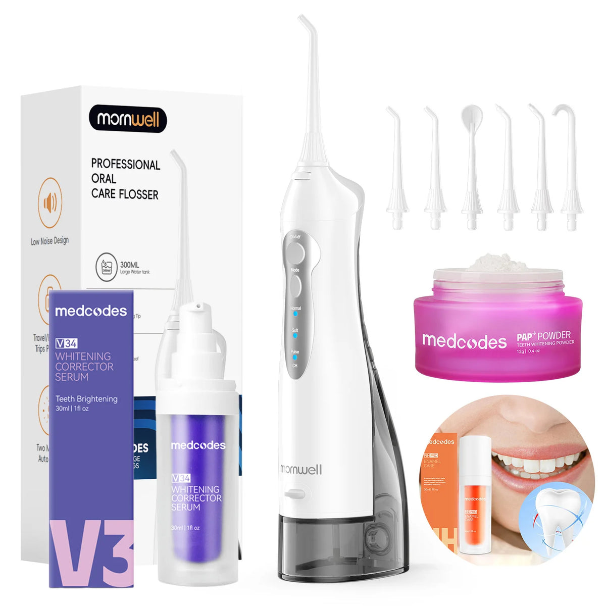 Portable Electric Water Flosser and Teeth Whitening Kit