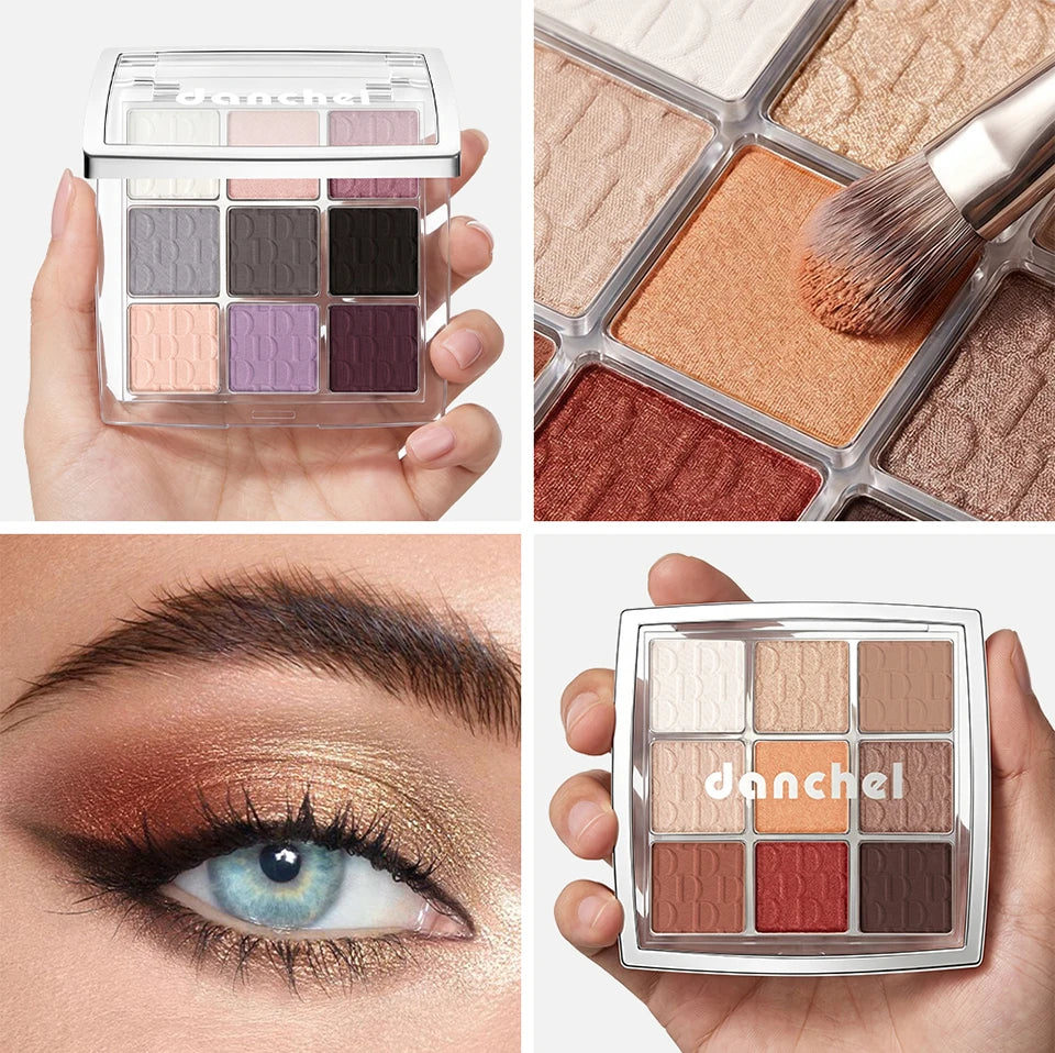 9-Color Beginner Friendly Eyeshadow Palette with Brush - 20