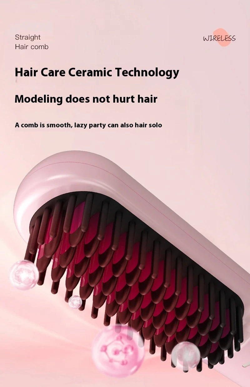 Fast-Heating Ionic Hair Straightening Brush for Frizz-Free Styling - 12
